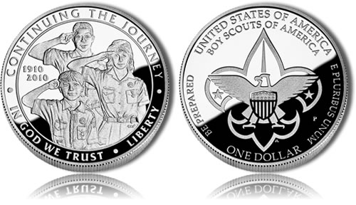 Proof 2010 Boy Scouts Silver Dollar Commemorative Coin