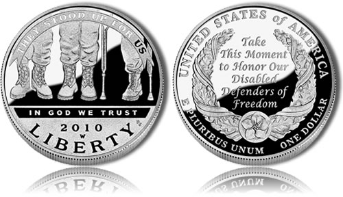 Proof 2010 Disabled American Veterans Silver Dollar Commemorative Coin