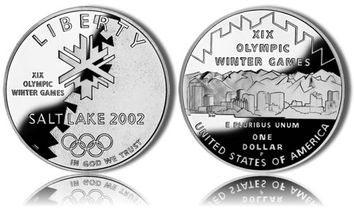 2002-P Proof Olympic Salt Lake City Silver Dollar Commemorative Coin