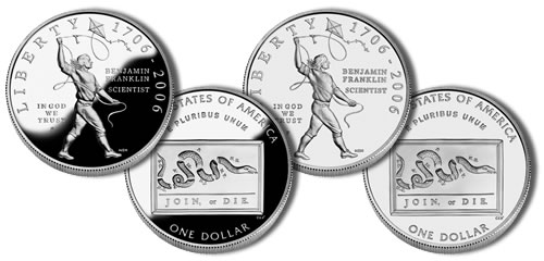 2006-P Scientist Benjamin Franklin Silver Dollar Commemorative Coins