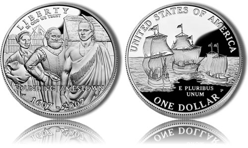 2007-P Proof Jamestown Silver Dollar Commemorative Coin